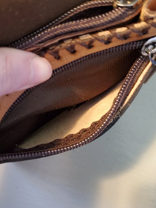 Vintage Leather Wallet Embossed Egyptian Hieroglyphics Pattern OOAK - Picture 4 of 11